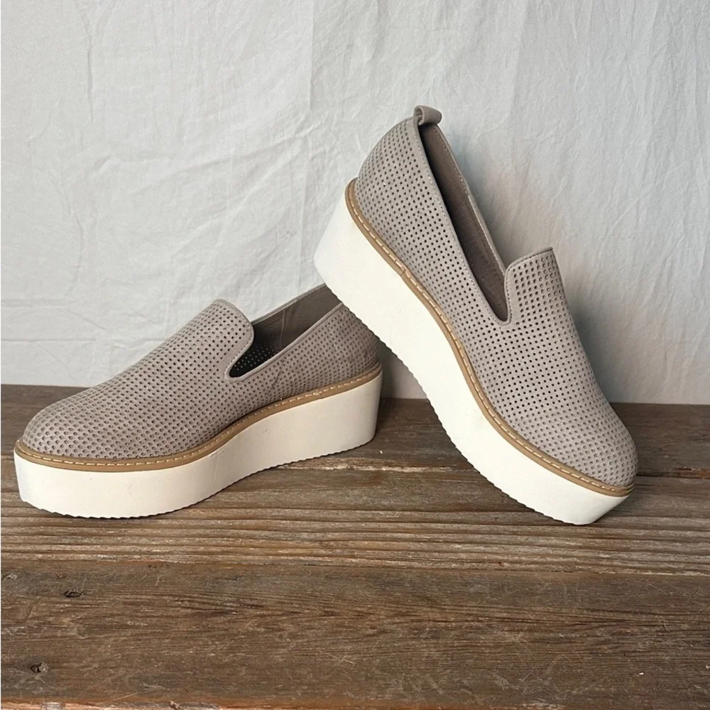 Women’s Platform Slip-On Perforated Loafers in Taupe